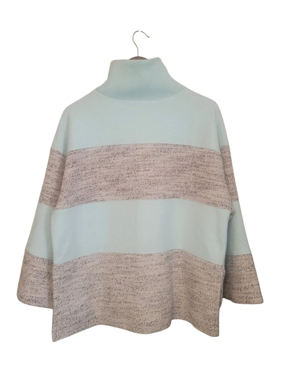 Anthropologie Daily Practice Oversized Colorblock Turtleneck Sweater Blue Grey S